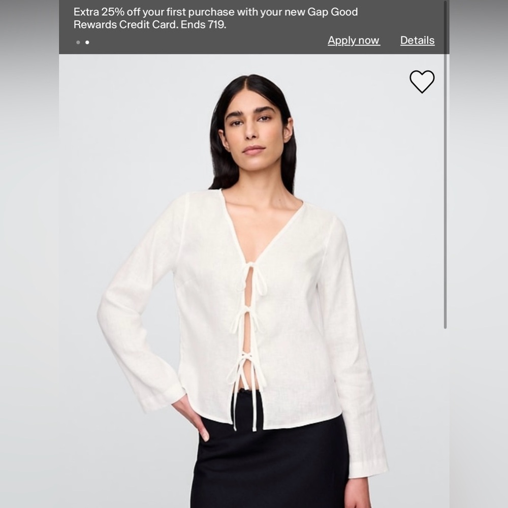 Gap 100% Linen Tie Top NWT - XXL